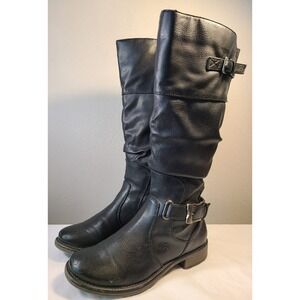 Bare Traps Stiller Women's 6M Black Knee High Riding Boots Zipp Buckle Accent